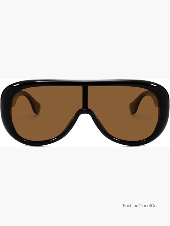 Oversized Aviator Square Sunglasses Polarized Lens One-Piece Mask Style main image 6